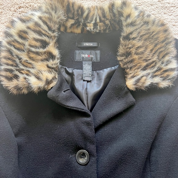 Cheetah fur black peacoat - Picture 2 of 2